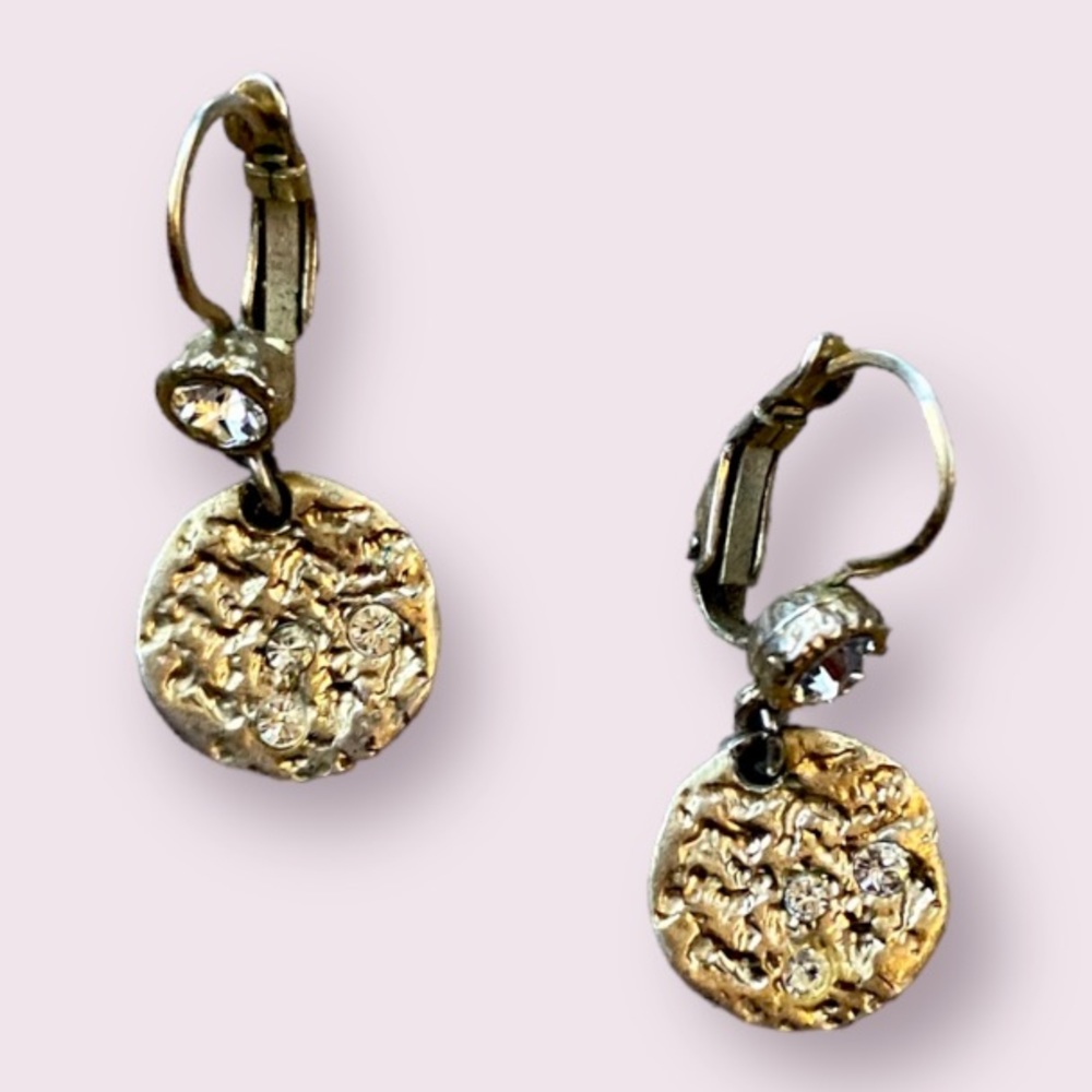 Artisan Crafted 24k Gold Plated Calcite Earrings with Clear Stones